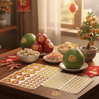 Decal Chữ Tài Lộc Kim Tuyền Dán Trái Cây Dài Bưởi Bánh Kẹo - 1/2/5 Tờ Giá 13.000 VNĐ Giảm từ 16.900 9