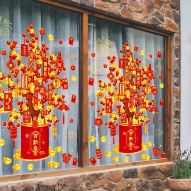 Decal Dán Cửa Kính Đón Tết Bính Ngọ 2.026 Rực Rỡ May Mắn Hút Tài Lộc 45.000 VNĐ