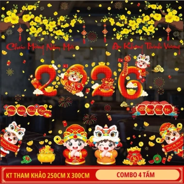 Decal Dán Kính Không Keo Hít Tĩnh điện Chủ Đề Tết 2.025 Giá Ưu Đãi 90k