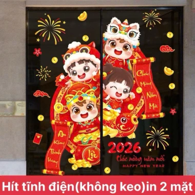 Decal Dán Kính Không Keo Hít Tĩnh điện Chủ Đề Tết 2.025 Giá Ưu Đãi 90k