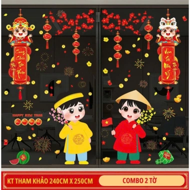 Decal dán kính Tết 2.026 Bính Ngọ, in 2 mặt hít tĩnh điện, trang trí năm mới 35.000₫ 4