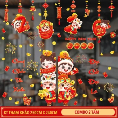 Decal dán kính Tết 2.026 Bính Ngọ, in 2 mặt hít tĩnh điện, trang trí năm mới 35.000₫ 8