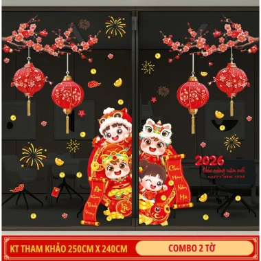 Decal dán kính Tết 2.026 Bính Ngọ, in 2 mặt hít tĩnh điện, trang trí năm mới 35.000₫ 9