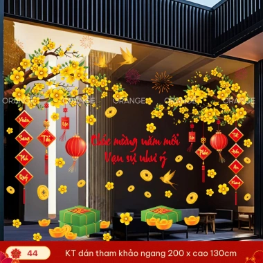 Decal dán kính Tết 2.026 Mai tĩnh điện 2 mặt không keo Dễ dán, trang trí nhà 125k