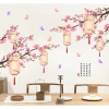Decal Dán Tường Decor Tết - Tranh HOA ĐÀO ĐÈN LỒNG CÂU ĐỐI, Giá Ưu Đãi 137.750₫