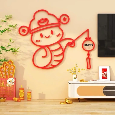 Decal dán tường mica đôi mèo thần tài - Trang trí Tết, hút tài lộc may mắn, 135.350₫