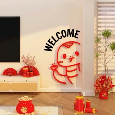 Decal dán tường mica đôi mèo thần tài - Trang trí Tết, hút tài lộc may mắn, 135.350₫