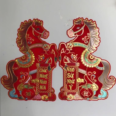 Decal Đôi Ngựa Đỏ Trang Trí Tết - Chúc Mừng Năm Mới Vạn Sự Như Ý - Giá 55.000₫