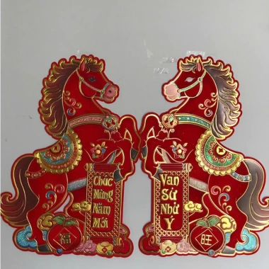 Decal Đôi Ngựa Đỏ Trang Trí Tết - Chúc Mừng Năm Mới Vạn Sự Như Ý - Giá 55.000₫
