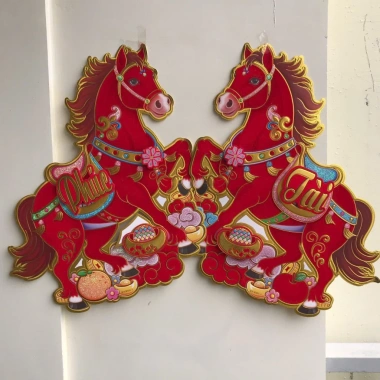 Decal Đôi Ngựa Đỏ Trang Trí Tết - Chúc Mừng Năm Mới Vạn Sự Như Ý - Giá 55.000₫