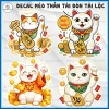 Decal Mèo Thần Tài Chiêu Tài - Phong Thủy Kinh Doanh, Dán Cửa Hàng Thu Hút Tài Lộc 10k
