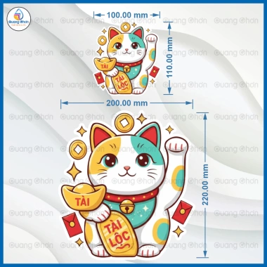 Decal Mèo Thần Tài Chiêu Tài - Phong Thủy Kinh Doanh, Dán Cửa Hàng Thu Hút Tài Lộc 10k 4
