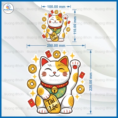 Decal Mèo Thần Tài Chiêu Tài - Phong Thủy Kinh Doanh, Dán Cửa Hàng Thu Hút Tài Lộc 10k 5