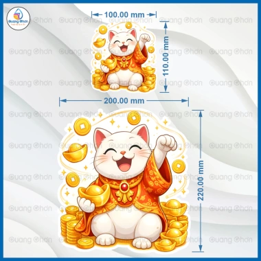 Decal Mèo Thần Tài Chiêu Tài - Phong Thủy Kinh Doanh, Dán Cửa Hàng Thu Hút Tài Lộc 10k 6