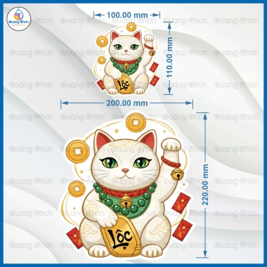 Decal Mèo Thần Tài Chiêu Tài - Phong Thủy Kinh Doanh, Dán Cửa Hàng Thu Hút Tài Lộc 10k 7