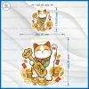 Decal Mèo Thần Tài Chiêu Tài - Phong Thủy Kinh Doanh, Dán Cửa Hàng Thu Hút Tài Lộc 10k 8