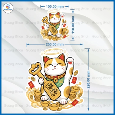 Decal Mèo Thần Tài Chiêu Tài - Phong Thủy Kinh Doanh, Dán Cửa Hàng Thu Hút Tài Lộc 10k 8