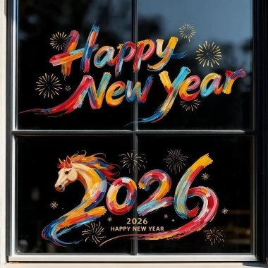 Decal Năm Ngựa 2.026 Dán Kính Trang Trí Tết 80x40cm Không Keo Cao Cấp – Giá chỉ 50.000₫