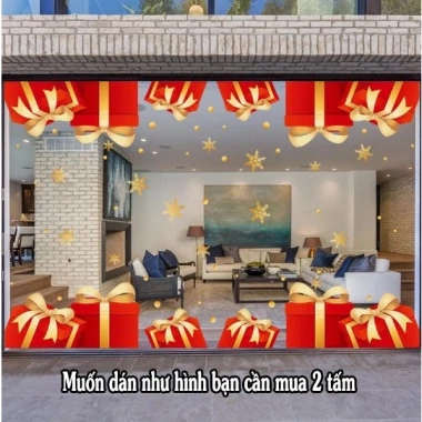 Decal Noel hít tĩnh điện - Chân tường hộp quà đỏ lớn, giảm giá 22%, chỉ 39.000đ