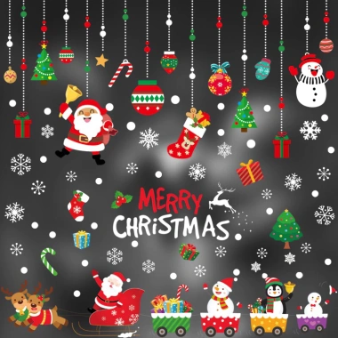 Decal Noel Trang Trí Giáng Sinh 2 Mặt Màu Tĩnh Điện Dễ Gỡ Không Thấm Nước 19.000đ