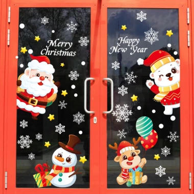 Decal Noel Trang Trí Giáng Sinh 2 Mặt Màu Tĩnh Điện Dễ Gỡ Không Thấm Nước 19.000đ