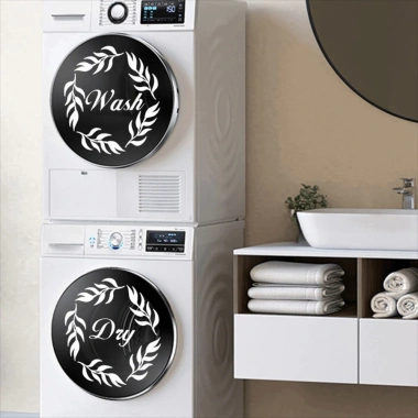 Decal phòng giặt rửa khô nghệ thuật - Trang trí nhà, máy giặt, máy sấy, ký hiệu 5