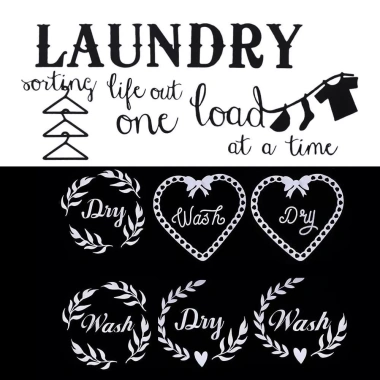 Decal phòng giặt rửa khô nghệ thuật - Trang trí nhà, máy giặt, máy sấy, ký hiệu 8