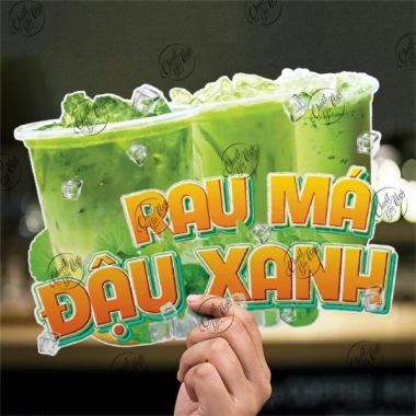 Decal rau Má Đậu xanh - Sticker quán cà phê, đồ ăn vặt, giải khát cam ép, giá 23k
