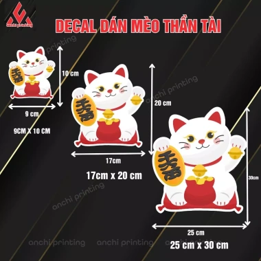 Decal Sticker Mèo Thần Tài May Mắn Dán Cửa Kính Tường - ANCHI 9.600₫ 8