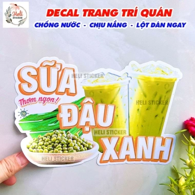 Decal Sữa Đậu Nành, Đậu Phộng, Đậu Xanh - Trang trí quán trà sữa, cà phê, dán kính tường gỗ, chống nước, chỉ 13.900đ 2 Decal Sữa Đậu Nành, Đậu Phộng, Đậu Xanh - Trang trí quán trà sữa, cà phê, dán kính tường gỗ, chống nước, chỉ 13.900đ 2