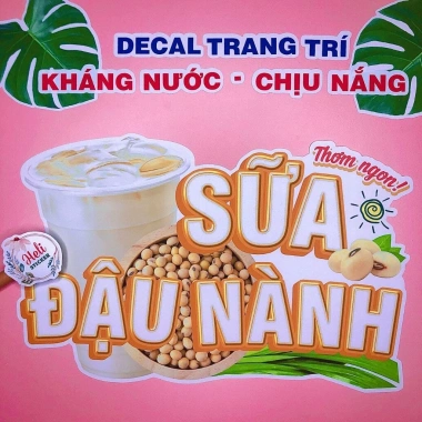 Decal Sữa Đậu Nành, Đậu Phộng, Đậu Xanh - Trang trí quán trà sữa, cà phê, dán kính tường gỗ, chống nước, chỉ 13.900đ