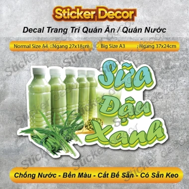 Decal Sữa Đậu Xânh - Trang Trí Quán Nước, Coffee, Dán Kính, Tường, Tủ - 17.500₫ Decal Sữa Đậu Xânh - Trang Trí Quán Nước, Coffee, Dán Kính, Tường, Tủ - 17.500₫