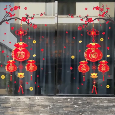 Decal Tết 2.024 Giáp Thìn - Trang trí cửa kính hai mặt, chữ Việt, giảm giá 40.000đ