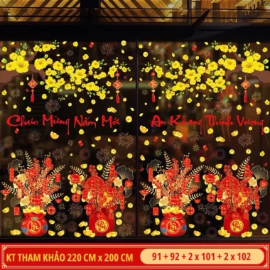 Decal Tết 2.026 dán kính chữ Việt hít tĩnh điện không keo, decor độc đáo 99k