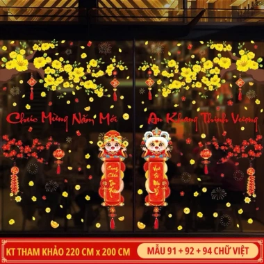 Decal Tết 2.026 dán kính chữ Việt hít tĩnh điện không keo, decor độc đáo 99k