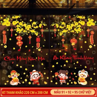 Decal Tết 2.026 dán kính chữ Việt hít tĩnh điện không keo, decor độc đáo 99k