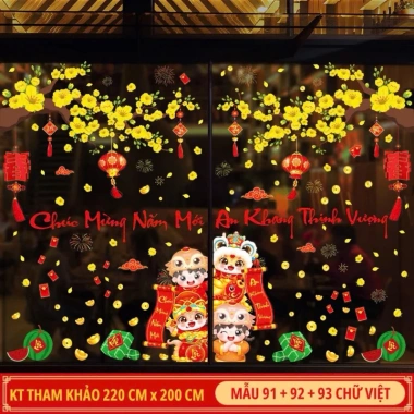 Decal Tết 2.026 dán kính chữ Việt hít tĩnh điện không keo, decor độc đáo 99k