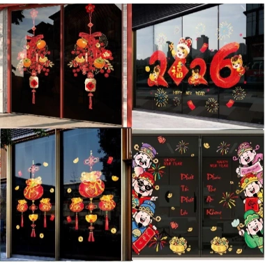 Decal Tết 2.026 - Hình Dán Con Rắn, Hoa Đào, Hoa Mai, Lồng Đèn | Giá Sale 38.250 VND