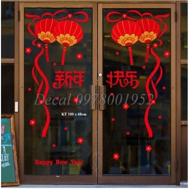 Decal Tết 2.026 - Hình Dán Con Rắn, Hoa Đào, Hoa Mai, Lồng Đèn | Giá Sale 38.250 VND