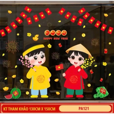 Decal Tết 2.026 Trang Trí Cửa Kính 2 Mặt - Hít Tĩnh Điện, Dán Dễ, Giá 69.300₫