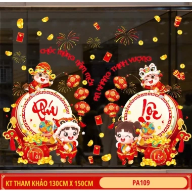 Decal Tết 2.026 Trang Trí Cửa Kính 2 Mặt - Hít Tĩnh Điện, Dán Dễ, Giá 69.300₫