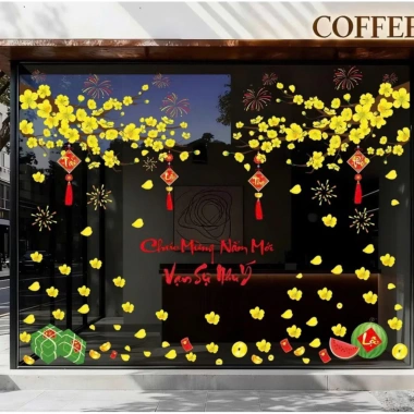 Decal Tết 2.026 Trang Trí Cửa Kính Hít Tĩnh Điện - Dễ Dán, Không Bong, Giá 77.000 2