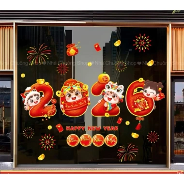 Decal Tết 2.026 Trang Trí Cửa Kính Hít Tĩnh Điện - Dễ Dán, Không Bong, Giá 77.000 4