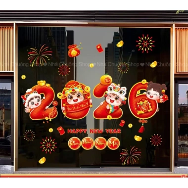 Decal Tết 2.026 Trang Trí Cửa Kính Hít Tĩnh Điện - Dễ Dán, Không Bong, Giá 77.000 6