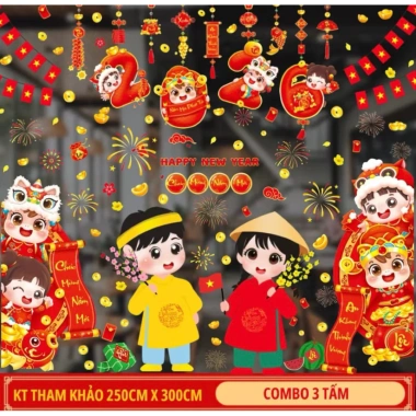 Decal Tết 2.026 trang trí cửa kính tĩnh điện - Thiết kế rực rỡ, giảm còn 77.000₫ 3