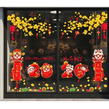 Decal Tết 2.026 trang trí cửa kính tĩnh điện - Thiết kế rực rỡ, giảm còn 77.000₫ 4