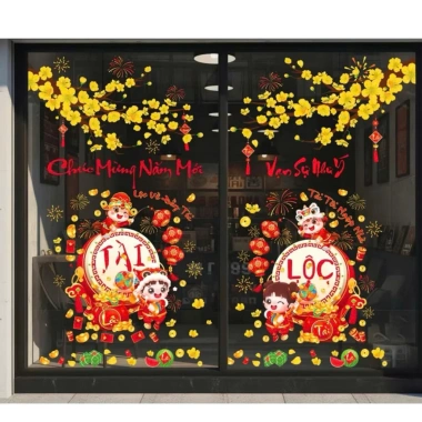Decal Tết 2.026 trang trí cửa kính tĩnh điện - Thiết kế rực rỡ, giảm còn 77.000₫ 5