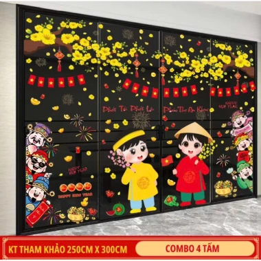 Decal Tết 2.026 trang trí cửa kính tĩnh điện - Thiết kế rực rỡ, giảm còn 77.000₫ 9