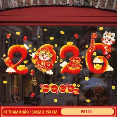 Decal tết CHỮ VIỆT 2 mặt dán kính tĩnh điện - Trang trí năm mới 2.026 giá 65k