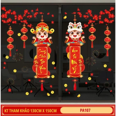Decal tết CHỮ VIỆT 2 mặt dán kính tĩnh điện - Trang trí năm mới 2.026 giá 65k